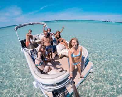 24 ft. Pontoon Boat Rental with Power Up Watersports (12 Passengers)