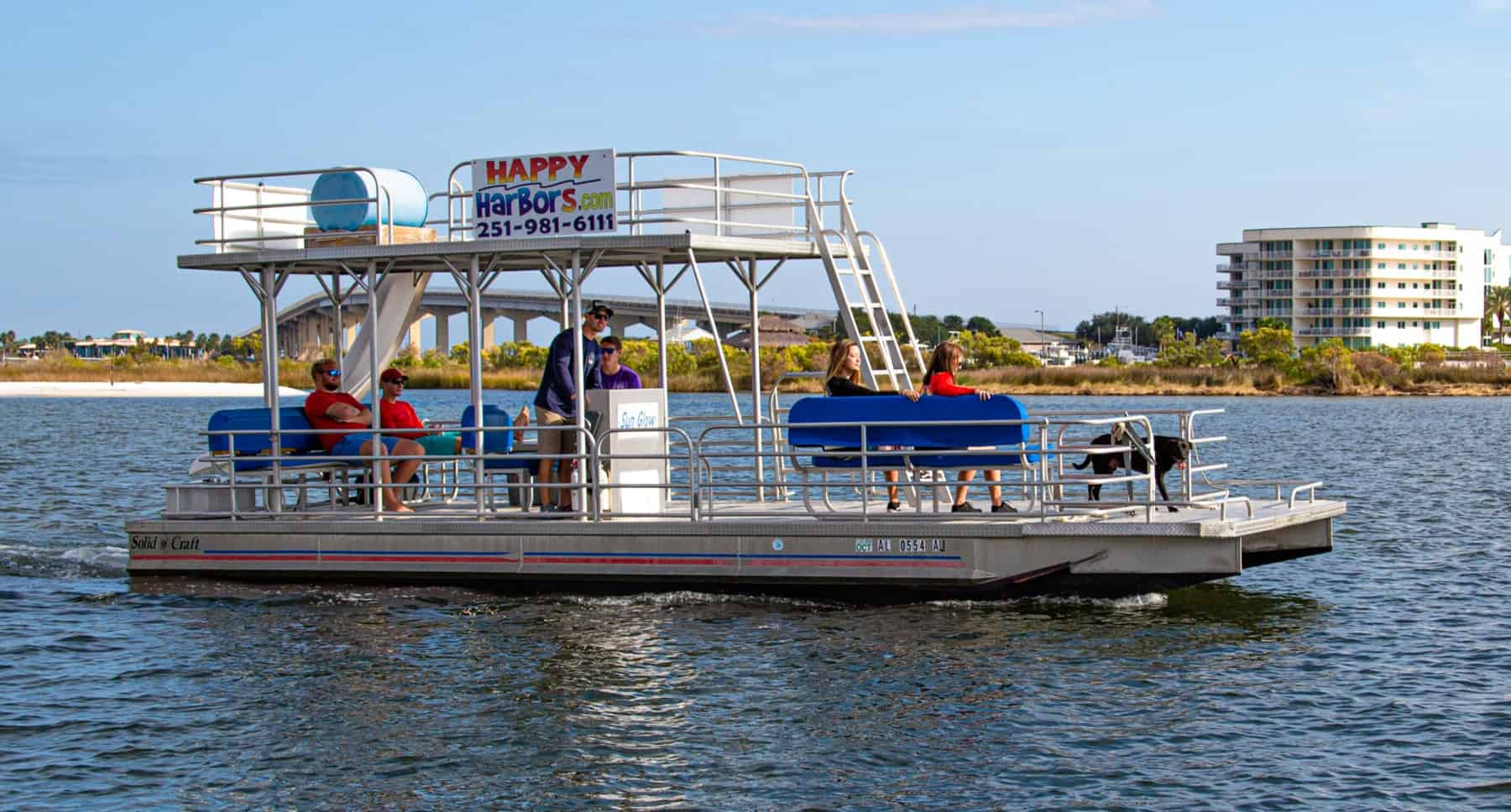 Captained Double-Decker Pontoon with Slide Charter for up to 6 guests -  TripShock!