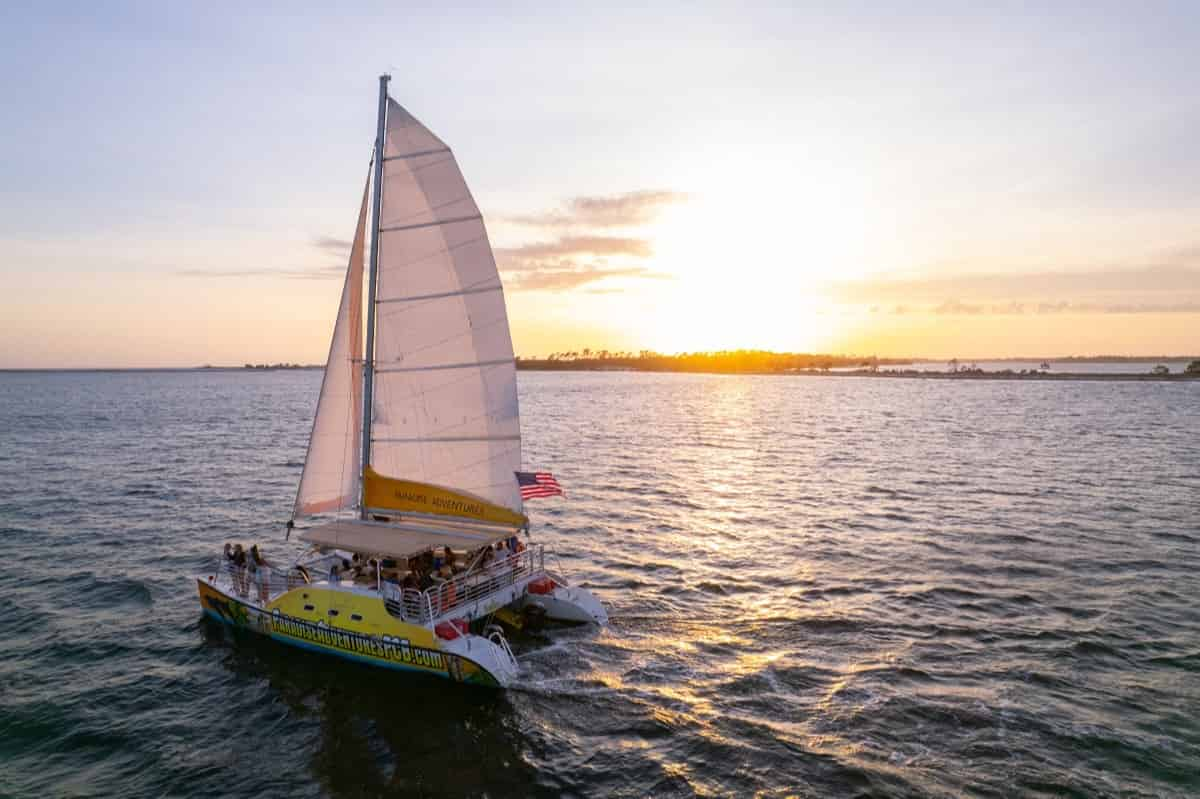 Sunset-Dolphin-Sail-Aboard-The-Footloose-Catamaran