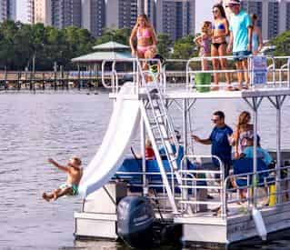 Full Day Pontoon Boat Rental with Slide in Orange Beach