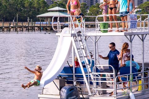 Pontoon Boat Rental with Slide in Orange Beach