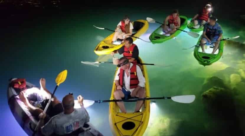 kayaking at night