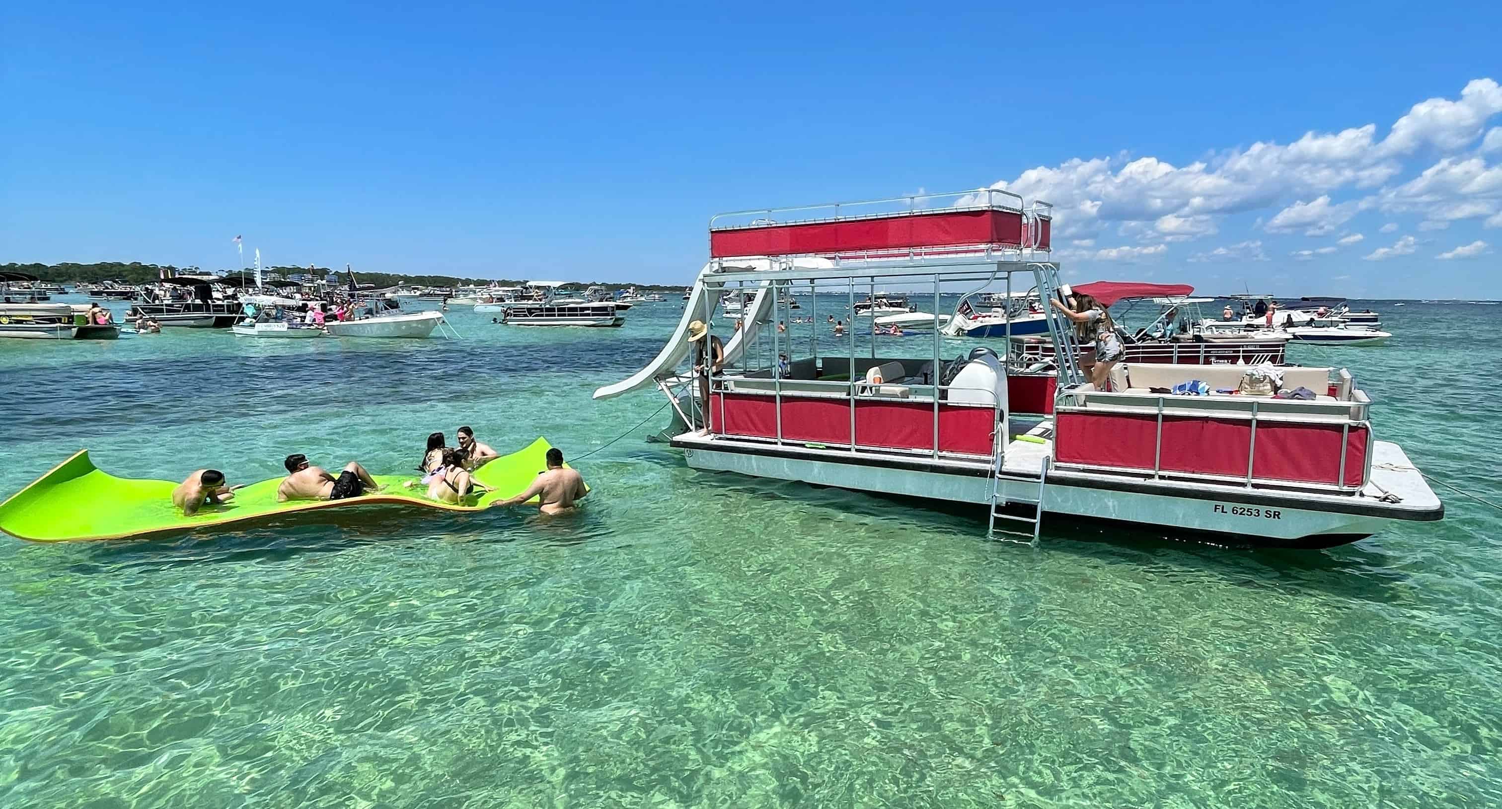 Captained-Crab-Island-Double-Slide-Pontoon-Charter