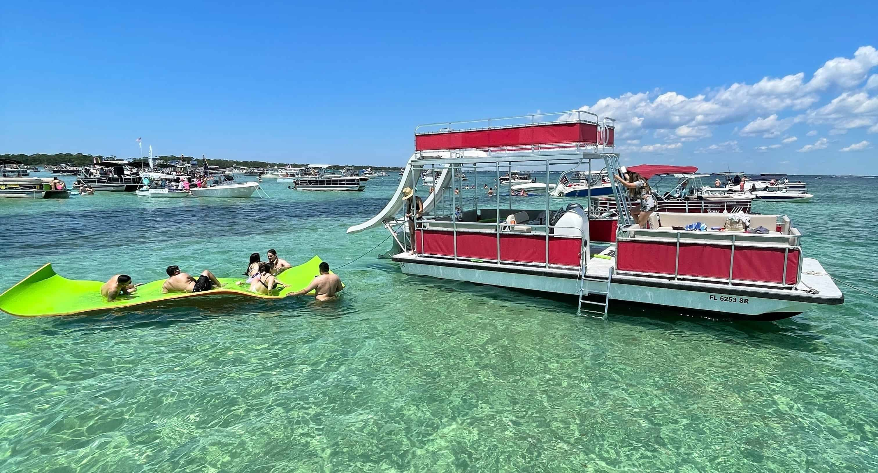 Captained Crab Island Double Slide Pontoon Charter TripShock!