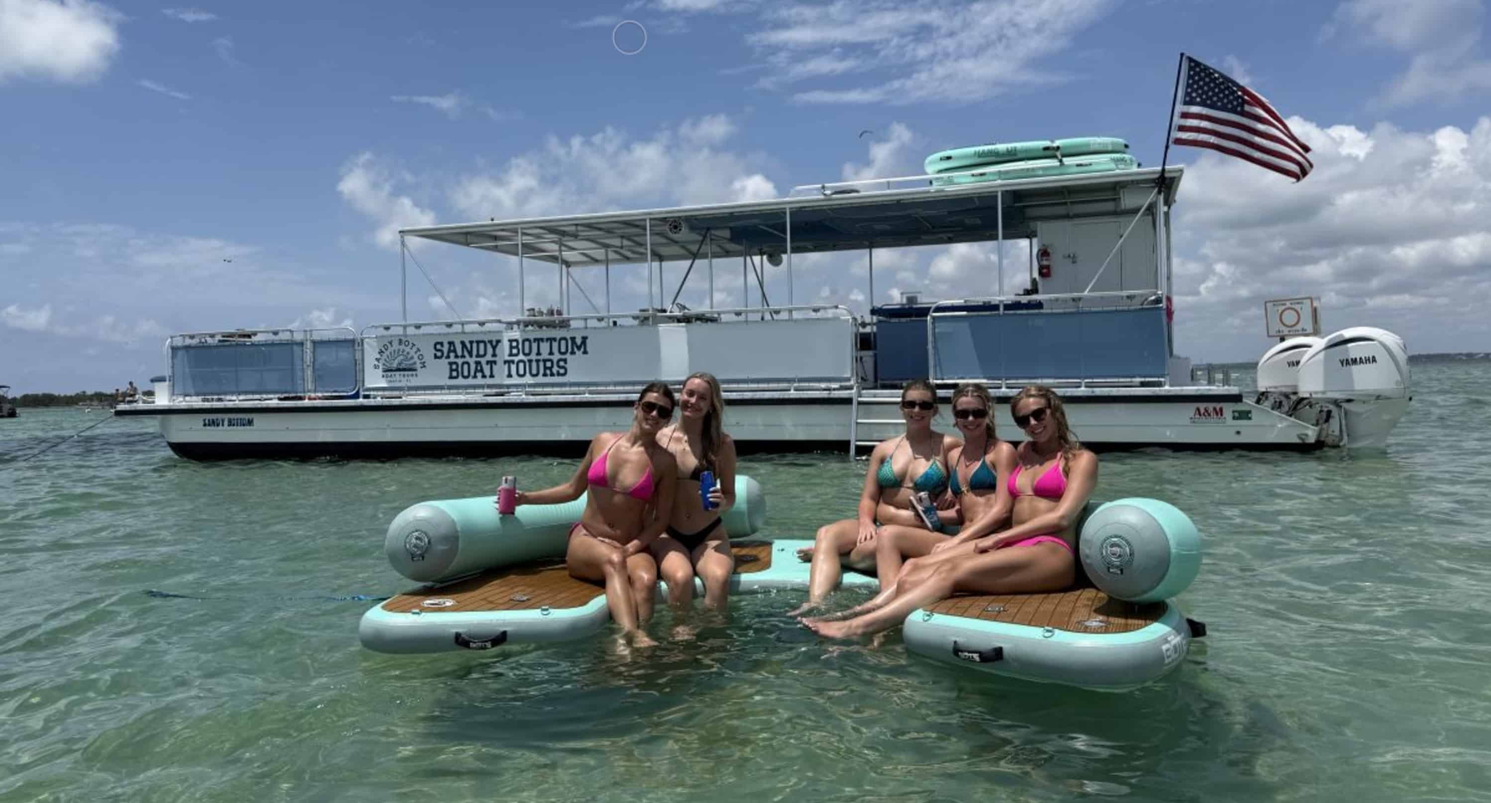 Fort-Walton-Beach-Crab-Island-Boat-Tour-With-Water-Toys-And-Floats