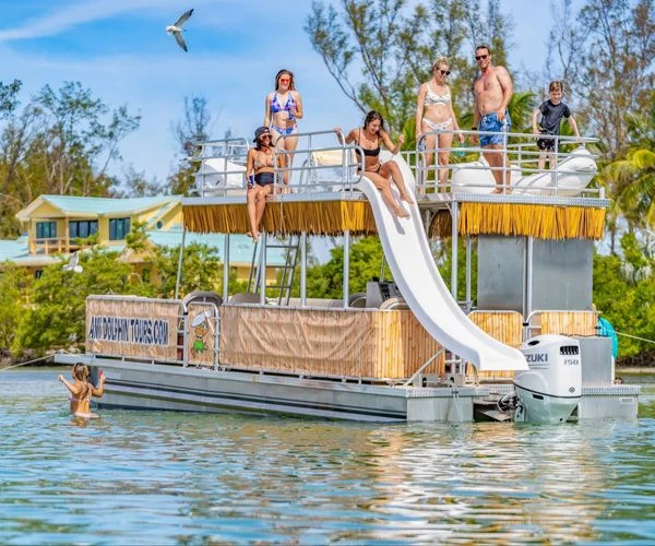 Island Adventure: Snorkel, Shells & Memories | Single Slide Tiki Boat Bareboat Charter (7-12 Guests)