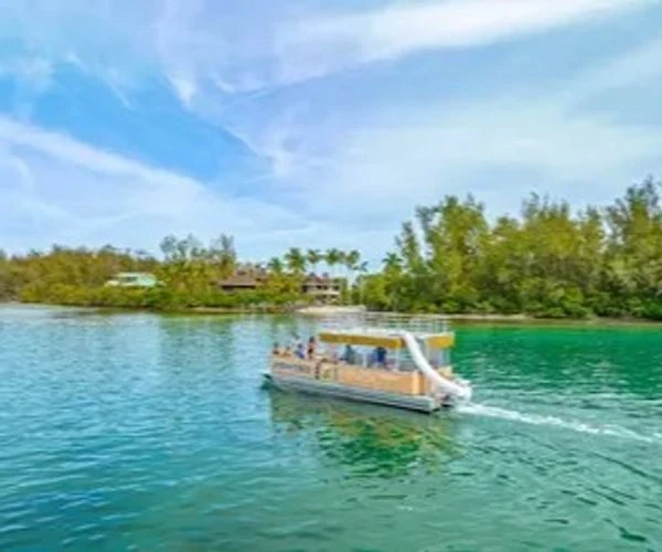 Private Single Slide Tiki Boat Bareboat Charter to a Beautiful Private Island (7-12 Guests)
