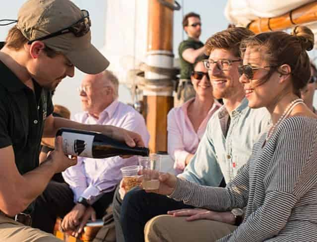 couple on a schooner sailing charter in key west