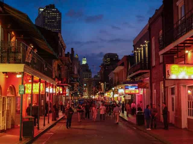 bourbon street at night