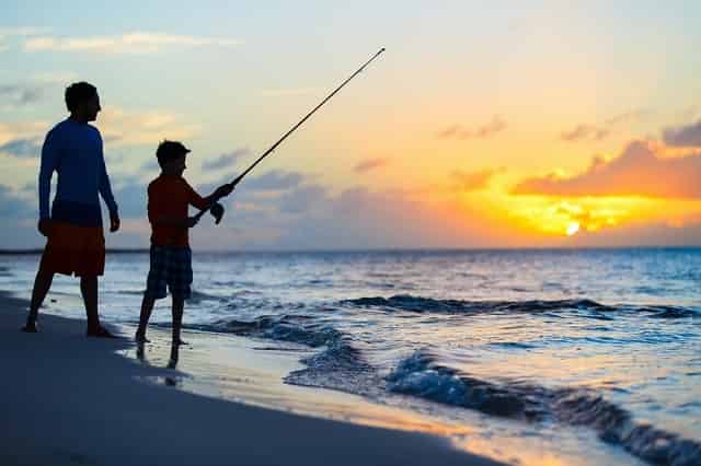 Father and son fishing Ways to Relax at the Beach