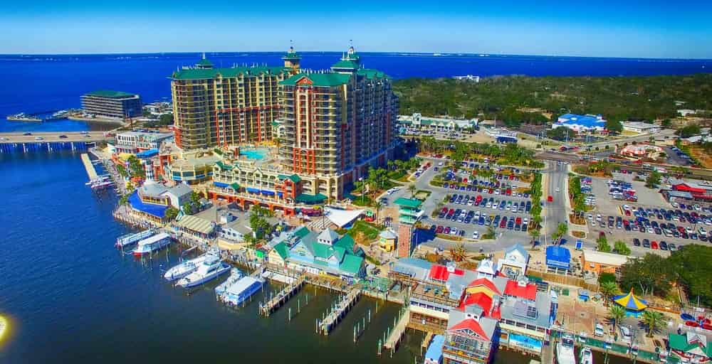 Aerial view of the skyline in Destin, Florida