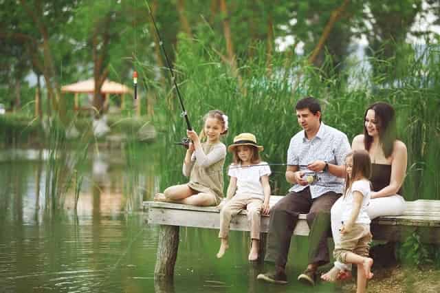 Family spending the day fishing