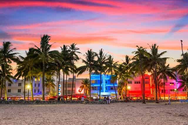 Miami Beach at sunset