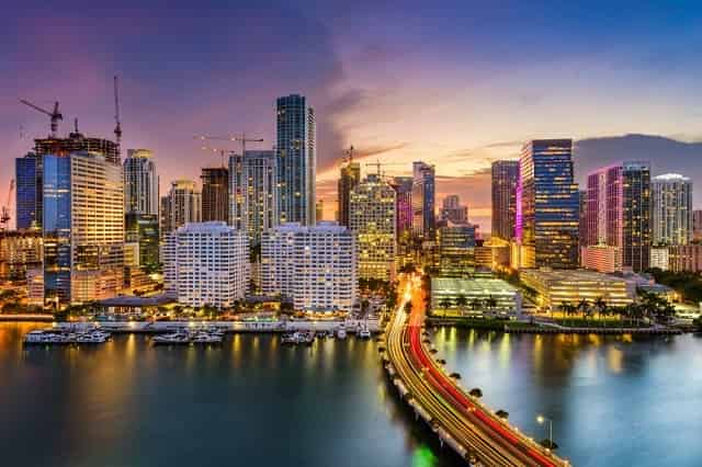 Miami skyline on Biscayne Bay