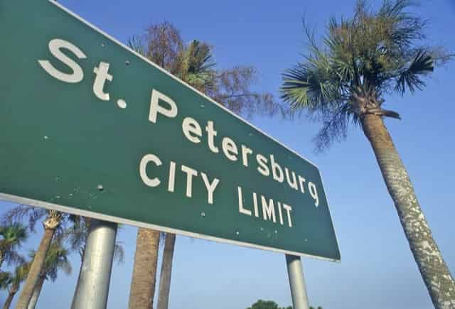 St. Petersburg city limit sign in St. Petersburg, FL