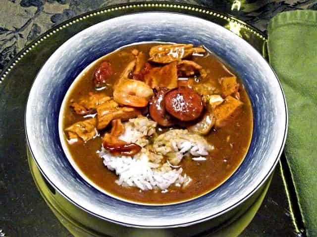 eating gumbo in a new orleans restaurant