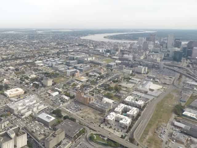 aerial view from a helicopter charter new orleans