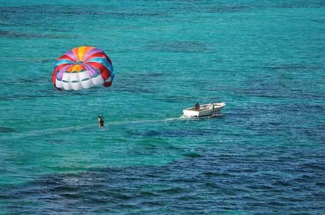 People parasailing over the ocean