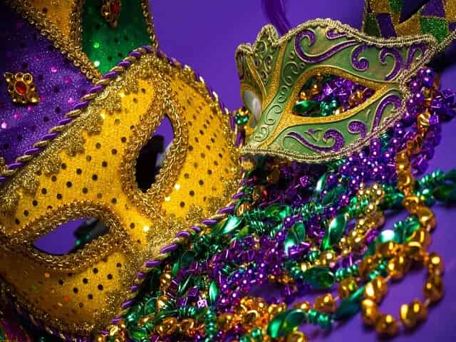 mardi gras masks and beads