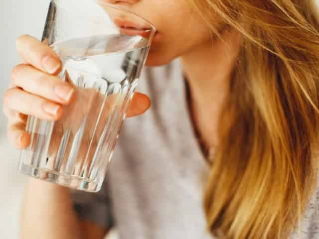 woman drinking water