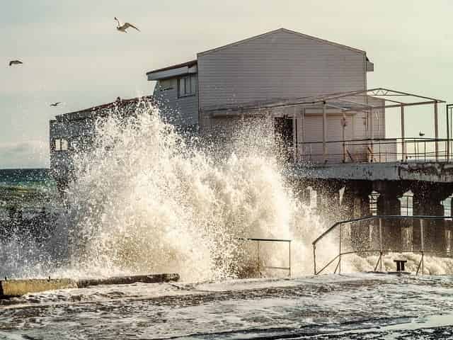 Storm surge from the sea