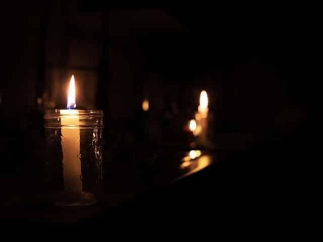 Candles inside jars during power outage
