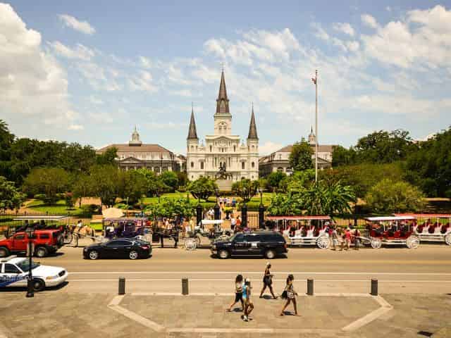 beautiful weather over jackson square in nola