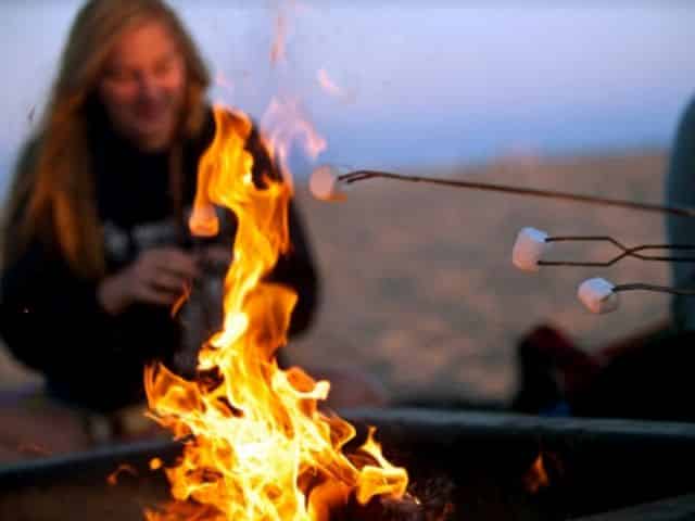destin beach bonfire during the winter