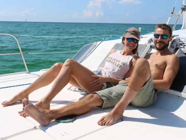 couple on a private sailing charter in destin