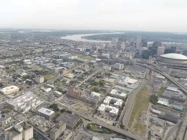 aerial view of new orleans from a helicopter
