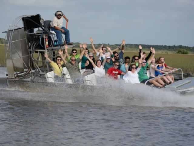 group aboard a thrilling Miami airboat tour