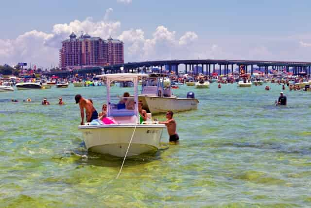 boats anchored at crab island in destin florida