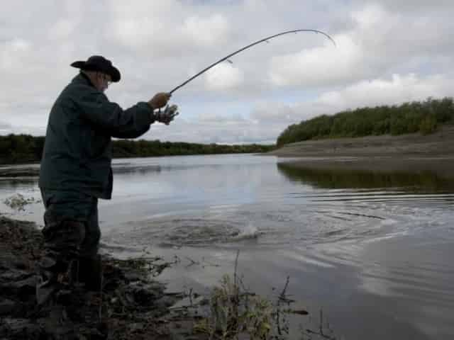 gentleman fishing after a storm