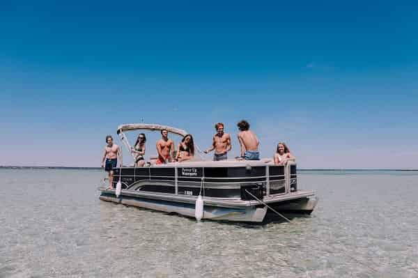 24-ft-Pontoon-Boat-Rental-with-Power-Up-Watersports-12-Passengers