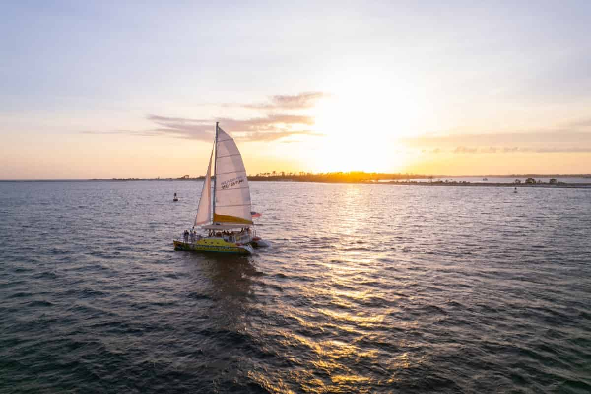 Sunset-Dolphin-Sail-Aboard-The-Footloose-Catamaran