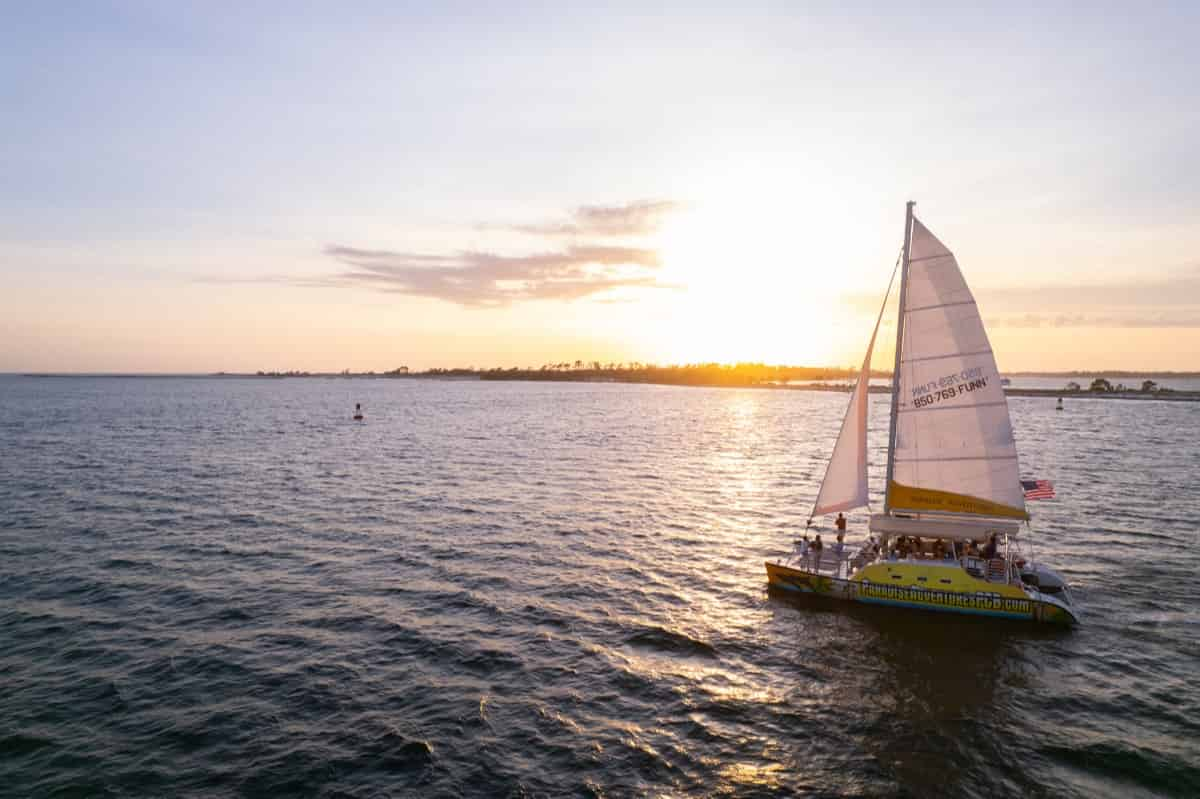 Sunset-Dolphin-Sail-Aboard-The-Footloose-Catamaran