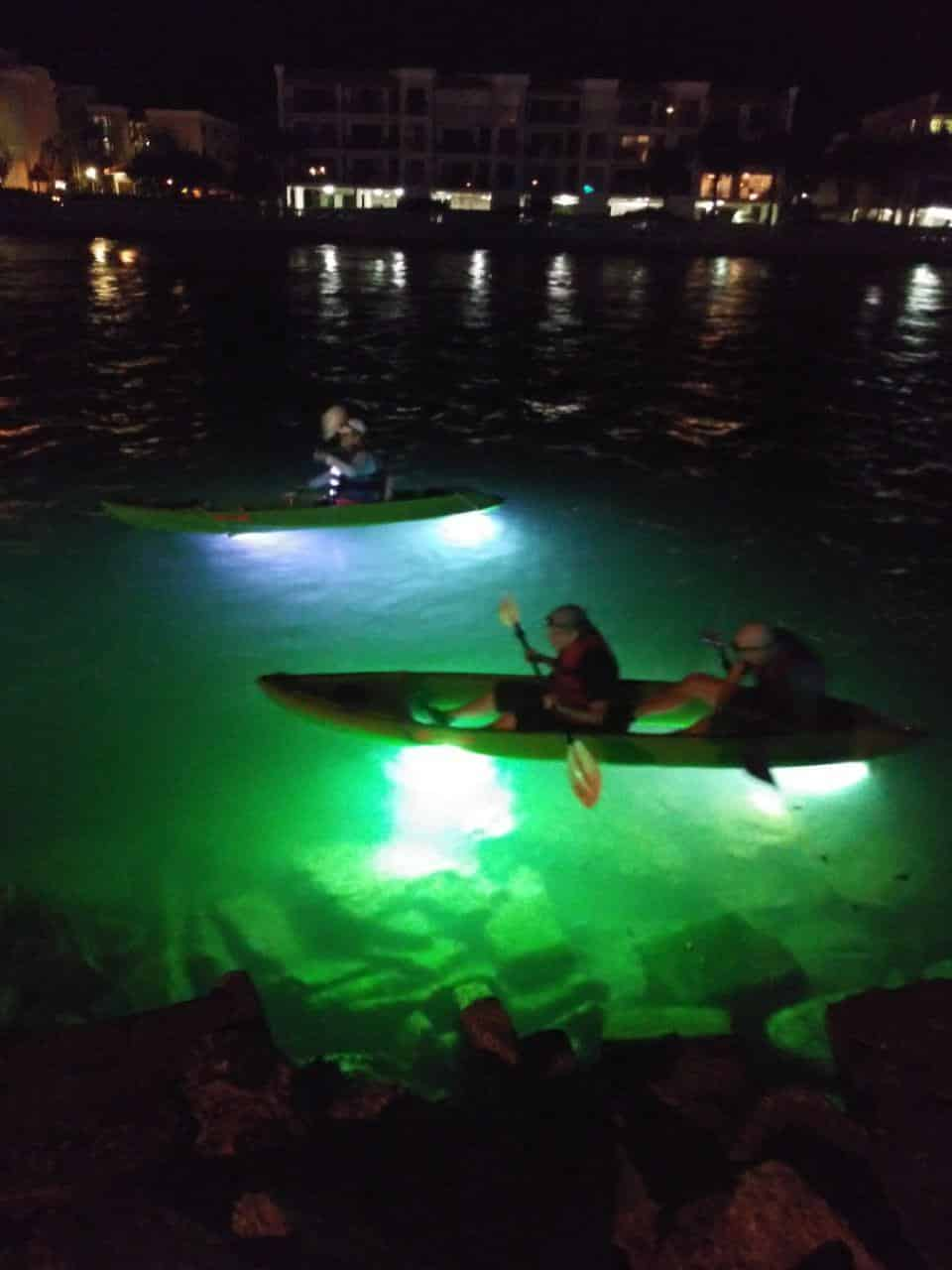 illuminated kayak tour