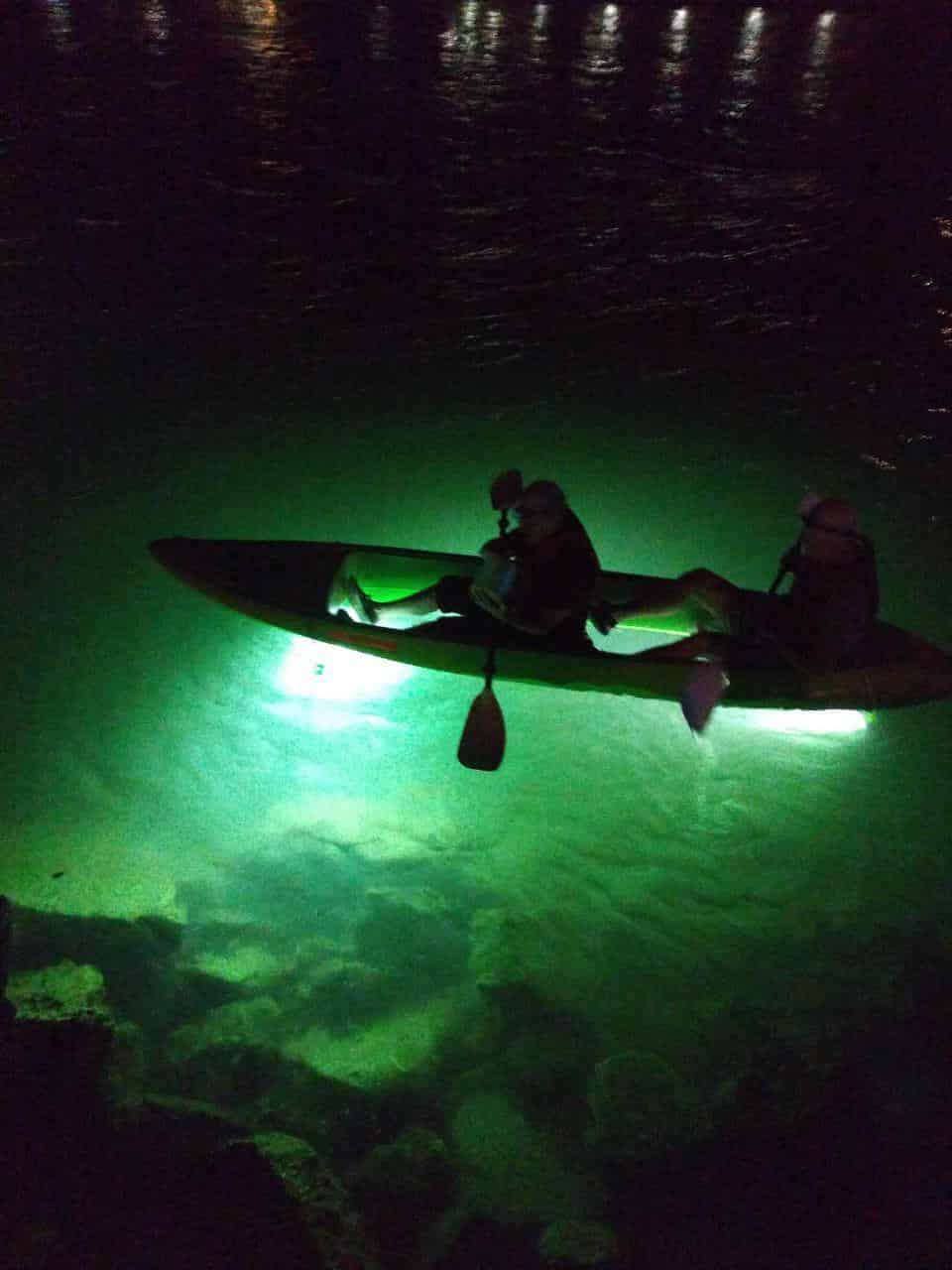 illuminated kayak tour