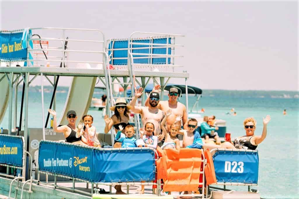 Double-Decker-Pontoon-Rental-with-2-Waterslides