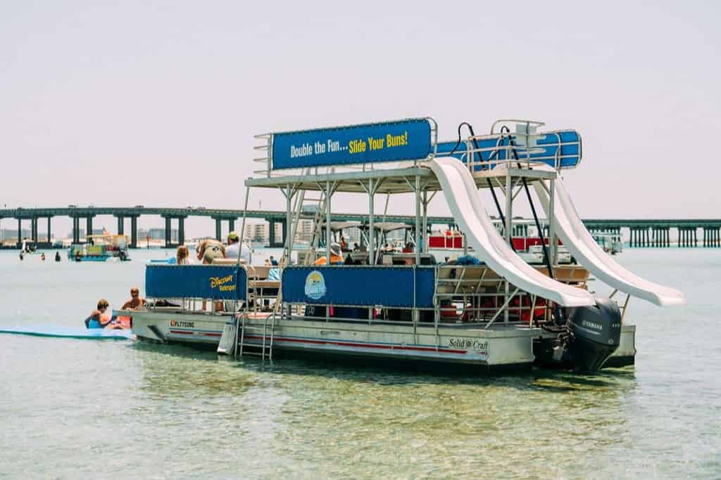 Double-Decker-Pontoon-Rental-with-2-Waterslides