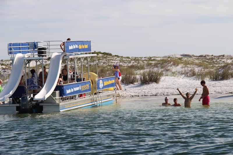 Double-Decker-Pontoon-Rental-with-2-Waterslides