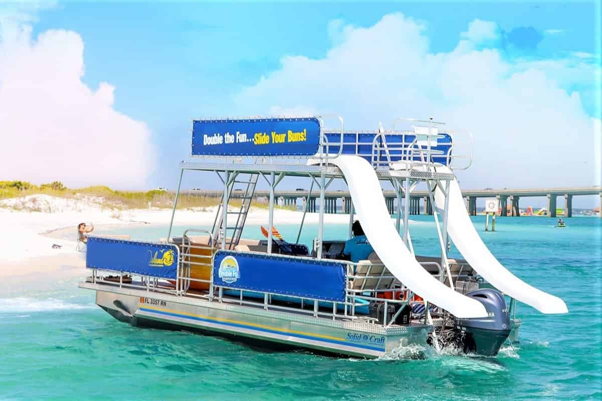 Double Decker Pontoon Rental with 2 Waterslides - TripShock!