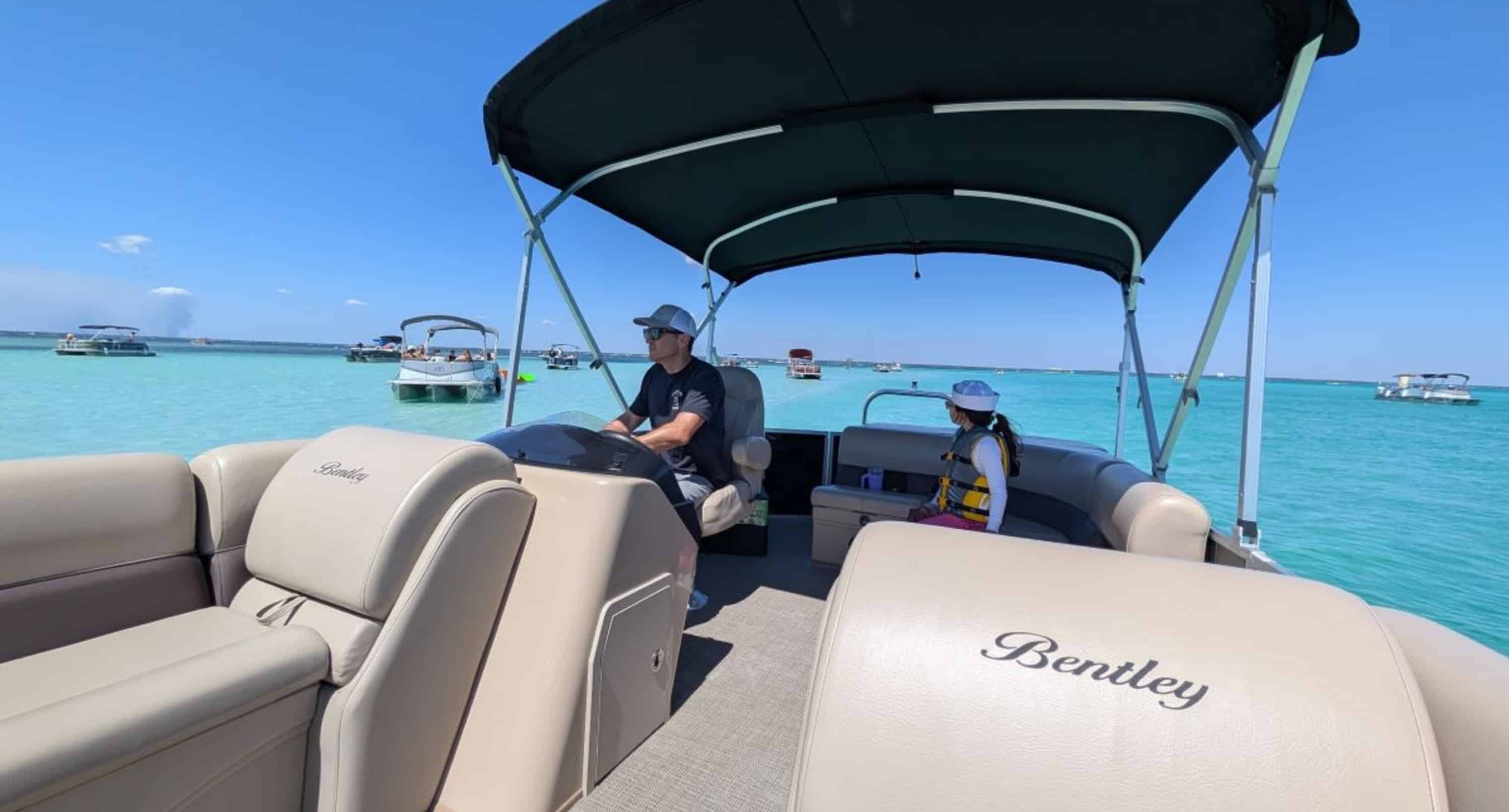Destin-Crab-Island-Cruise-on-a-Bentley-Tritoon-with-Captain-and-Water-Toys