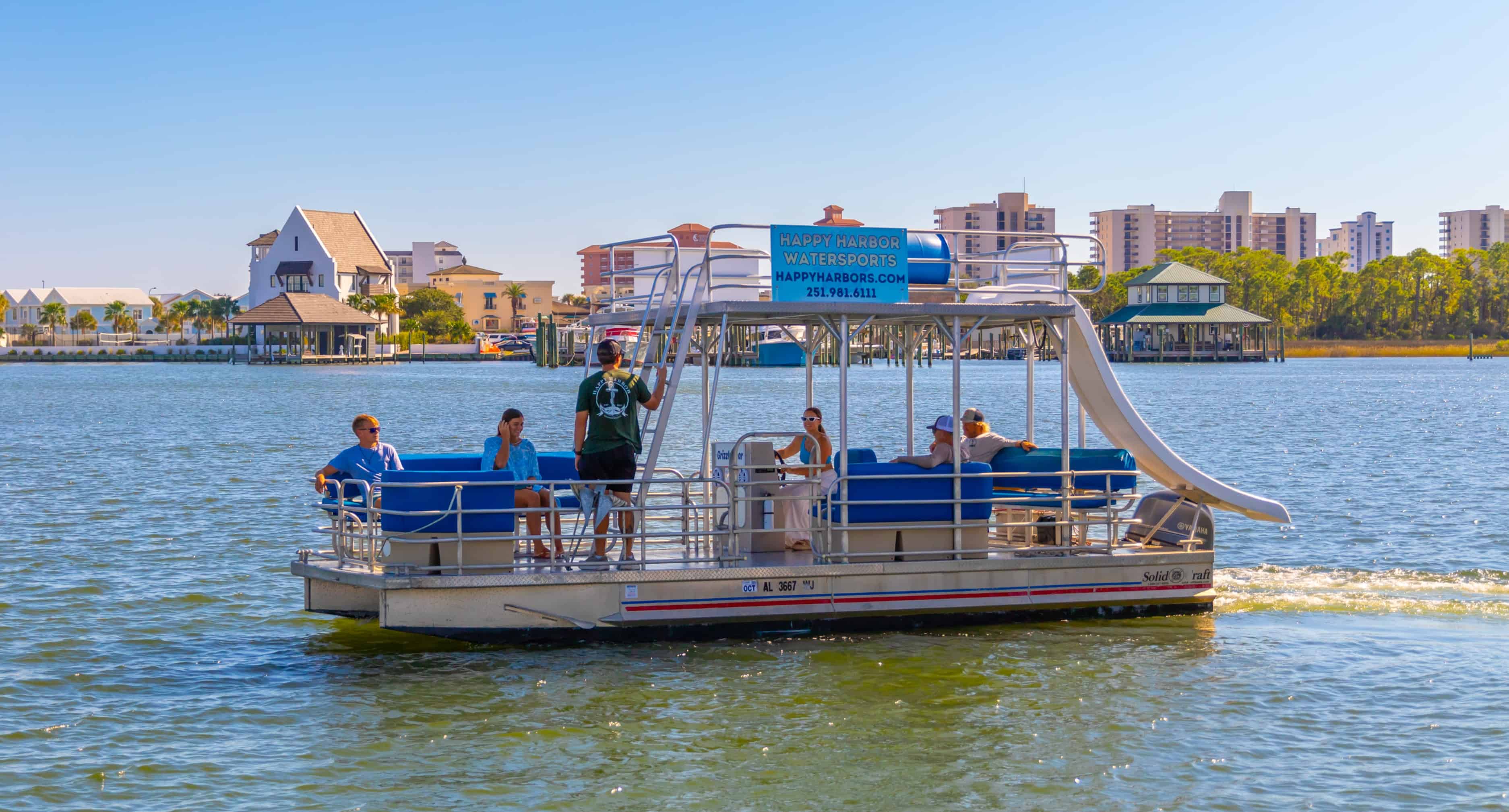 Orange-Beach-24-Foot-Double-Deck-Pontoon-With-Slide-And-115HP