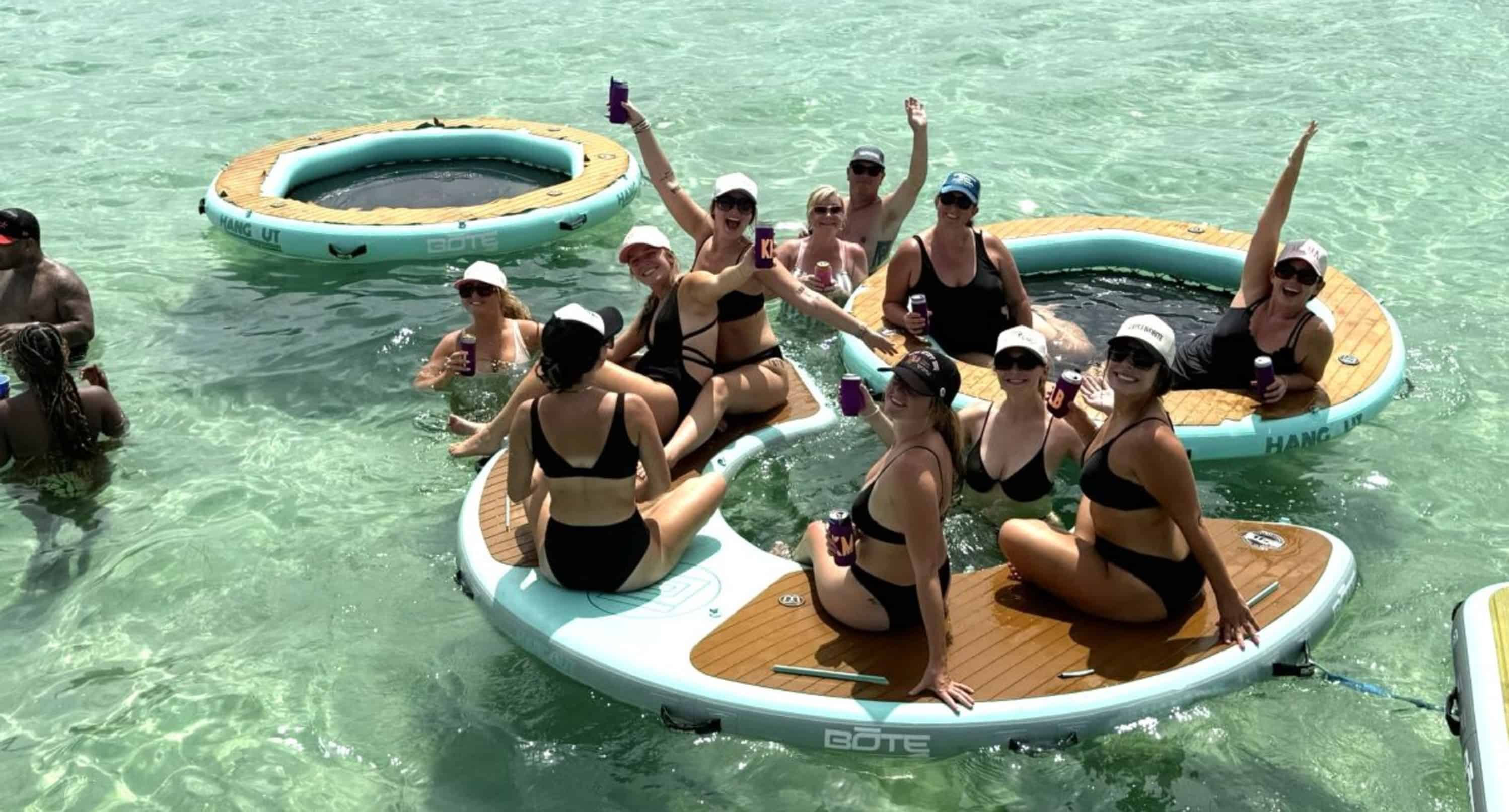 Fort-Walton-Beach-Crab-Island-Boat-Tour-With-Water-Toys-And-Floats