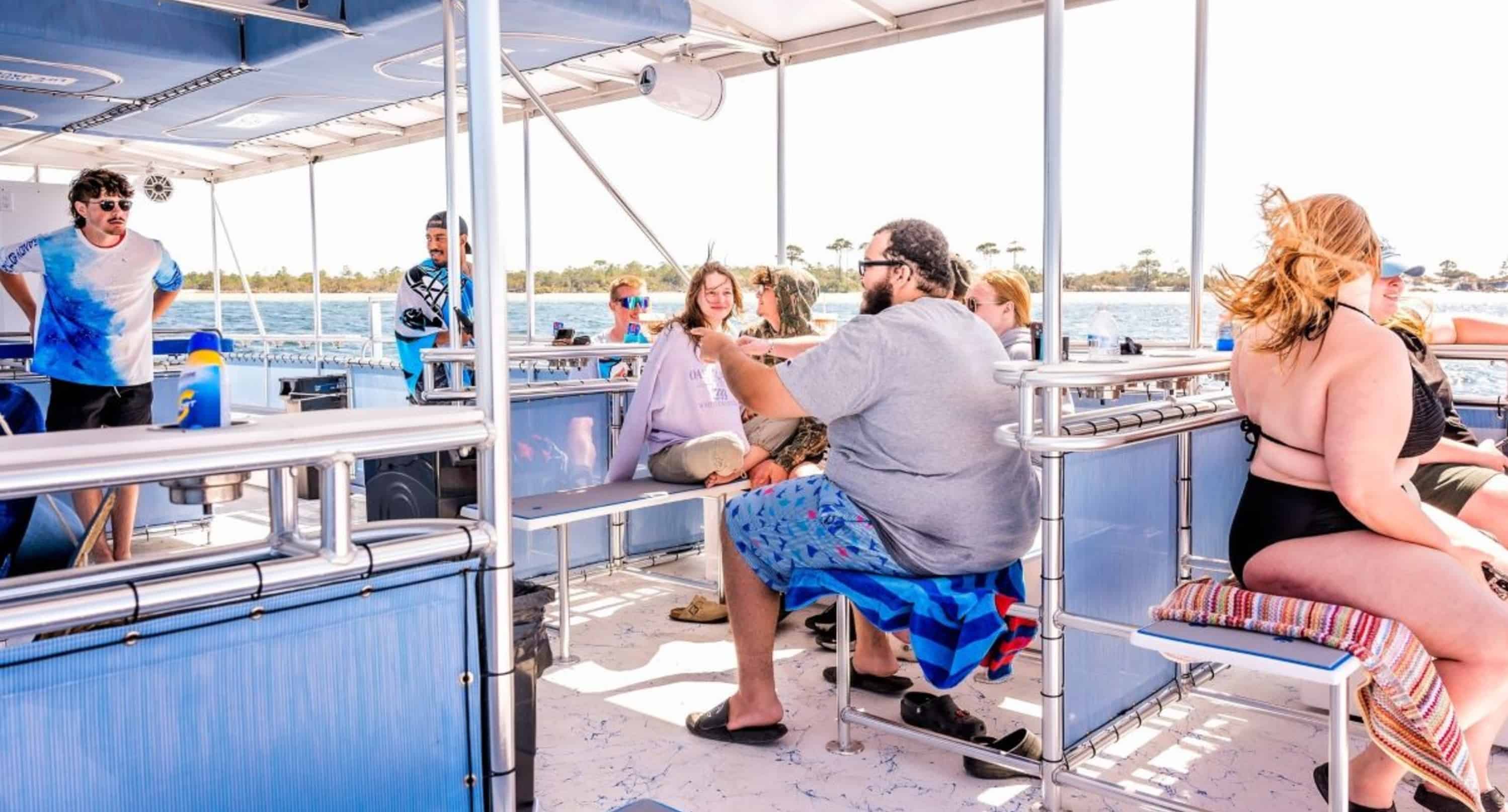 Fort-Walton-Beach-Crab-Island-Boat-Tour-With-Water-Toys-And-Floats