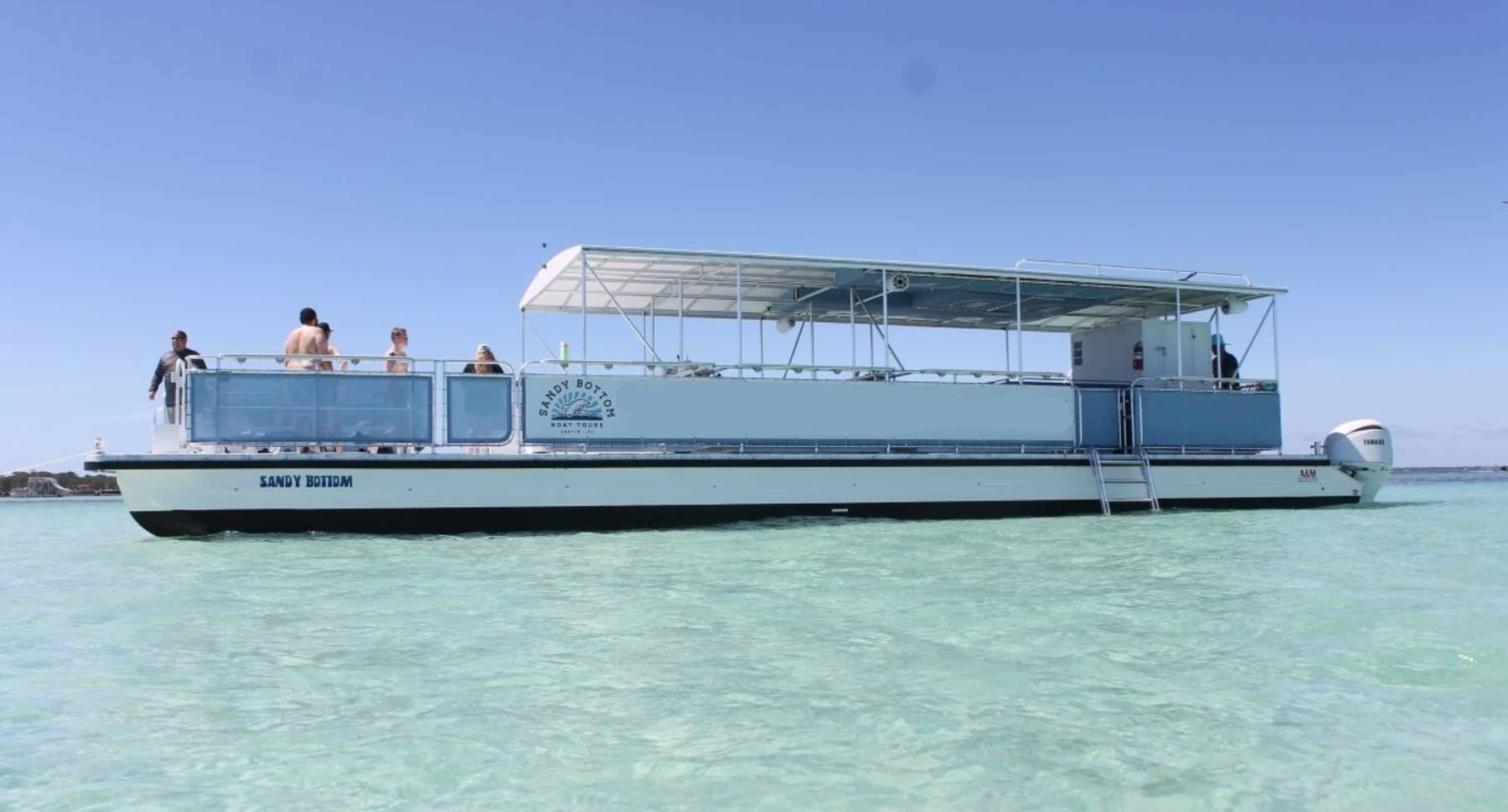 Fort-Walton-Beach-Crab-Island-Boat-Tour-With-Water-Toys-And-Floats