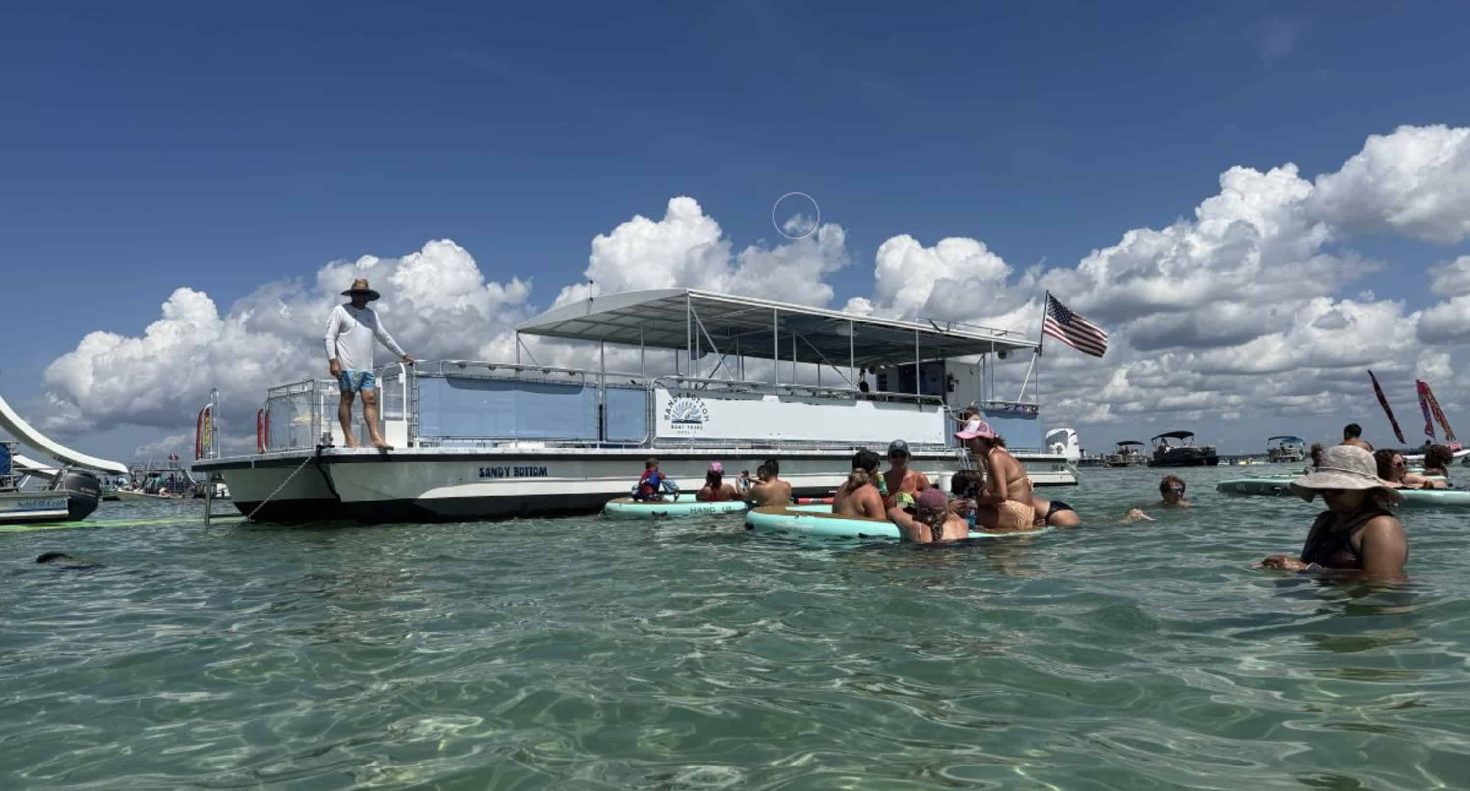 Fort-Walton-Beach-Crab-Island-Boat-Tour-With-Water-Toys-And-Floats