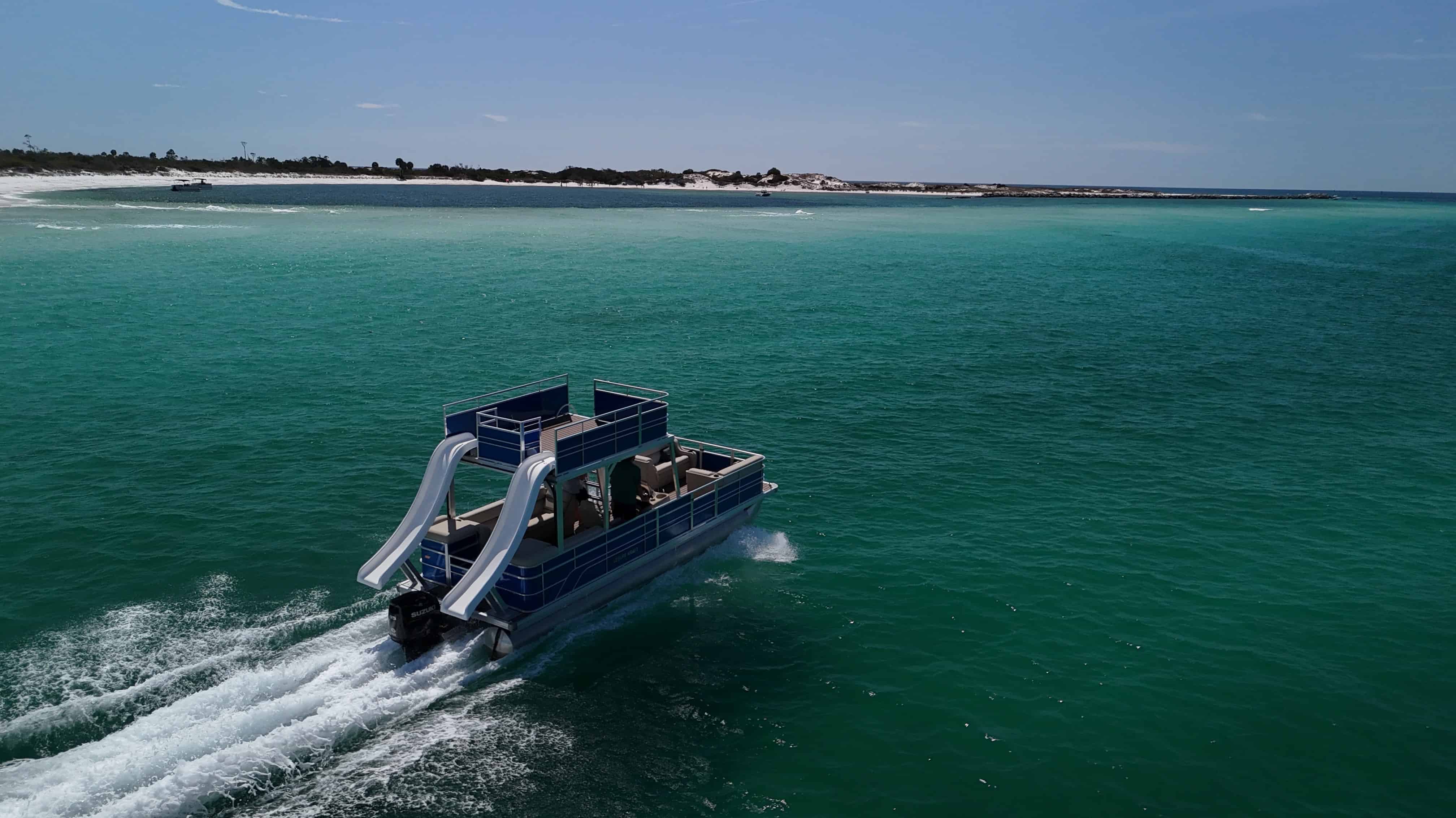 Panama-City-Beach-Double-Decker-Pontoon-Boat-with-a-Slide