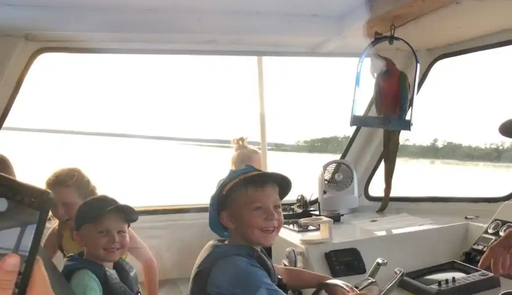 All of our kids were having a blast, there were a whole bunch of seagulls that started following the boat